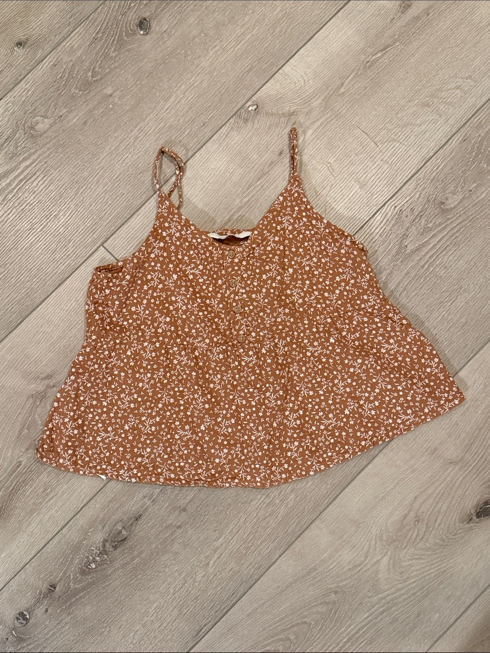 H&M Rust Floral Spaghetti Strap Camisole Size 13-14